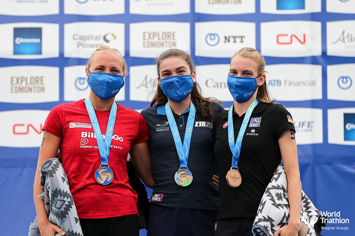 Das weibliche U23-Podium: Alberte Kaer Pedersen, Emma Lombardi und Annika Koch