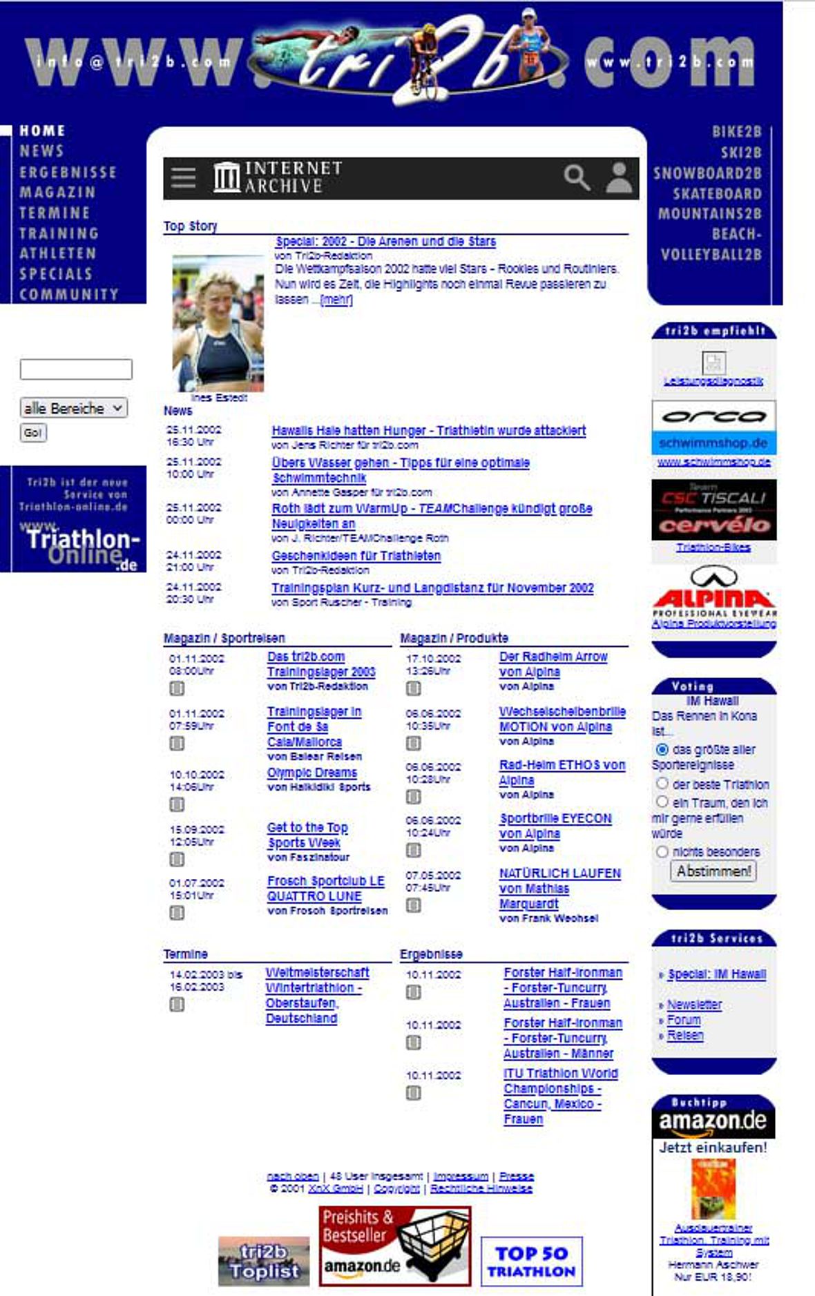 Die erste tri2b.com-Website im Herbst 2002