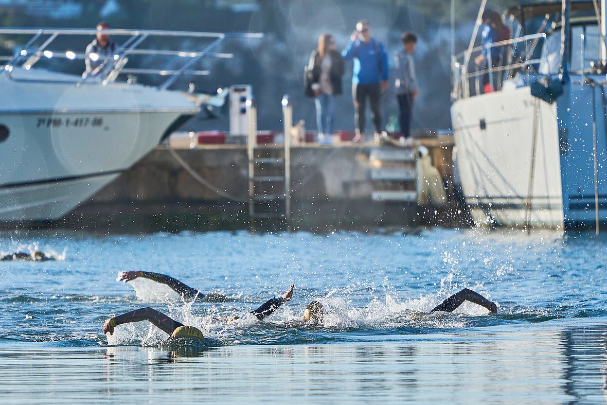 Die 25. Jubiläumsausgabe des Triathlon Portocolom läuft: Schwimmen im Naturhafen