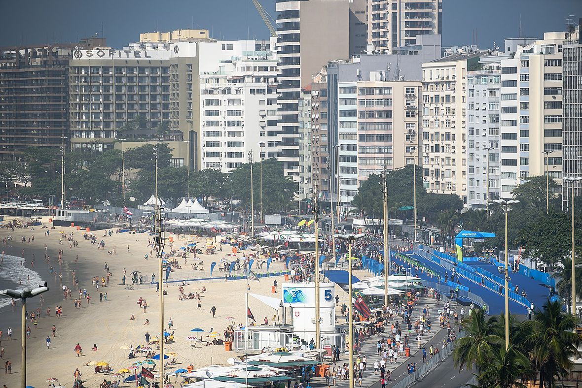Das Wettkampfzentrum an der Copacabana