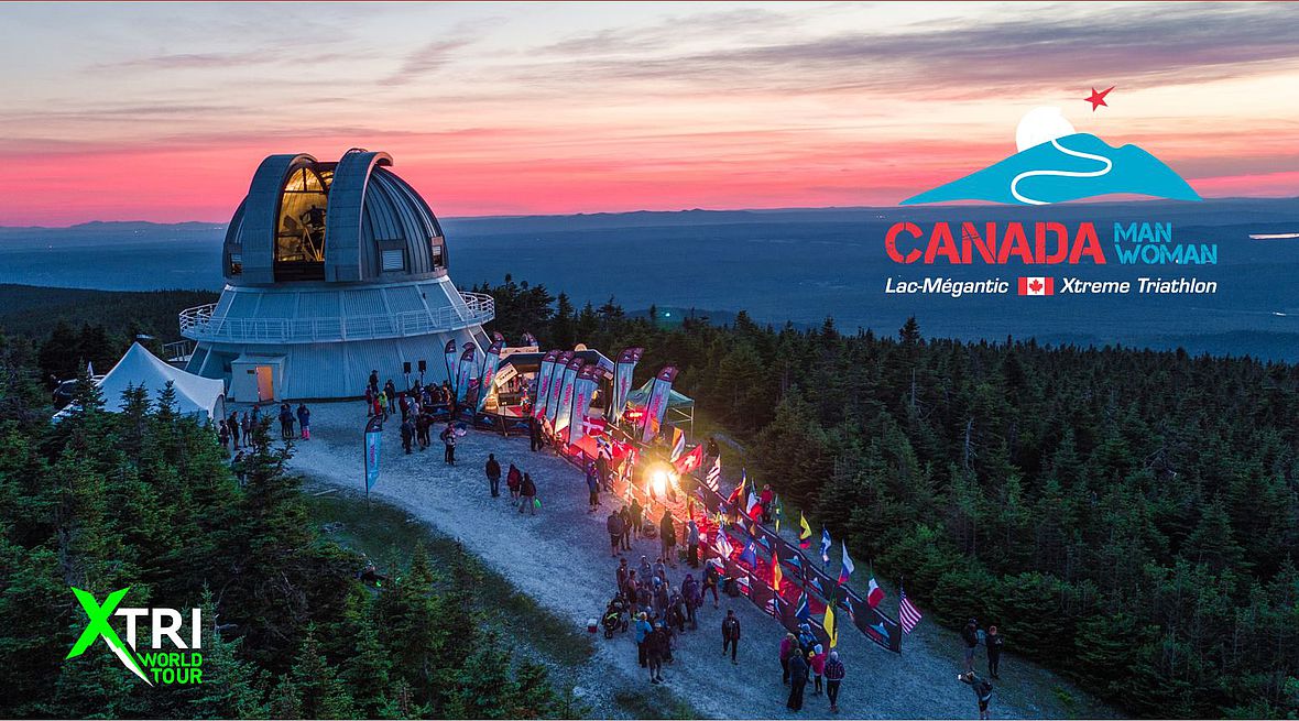 Der Lohn aller Mühen: Die Finishline des Canada Man/Women am Observatorium auf dem Mont-Mégantic